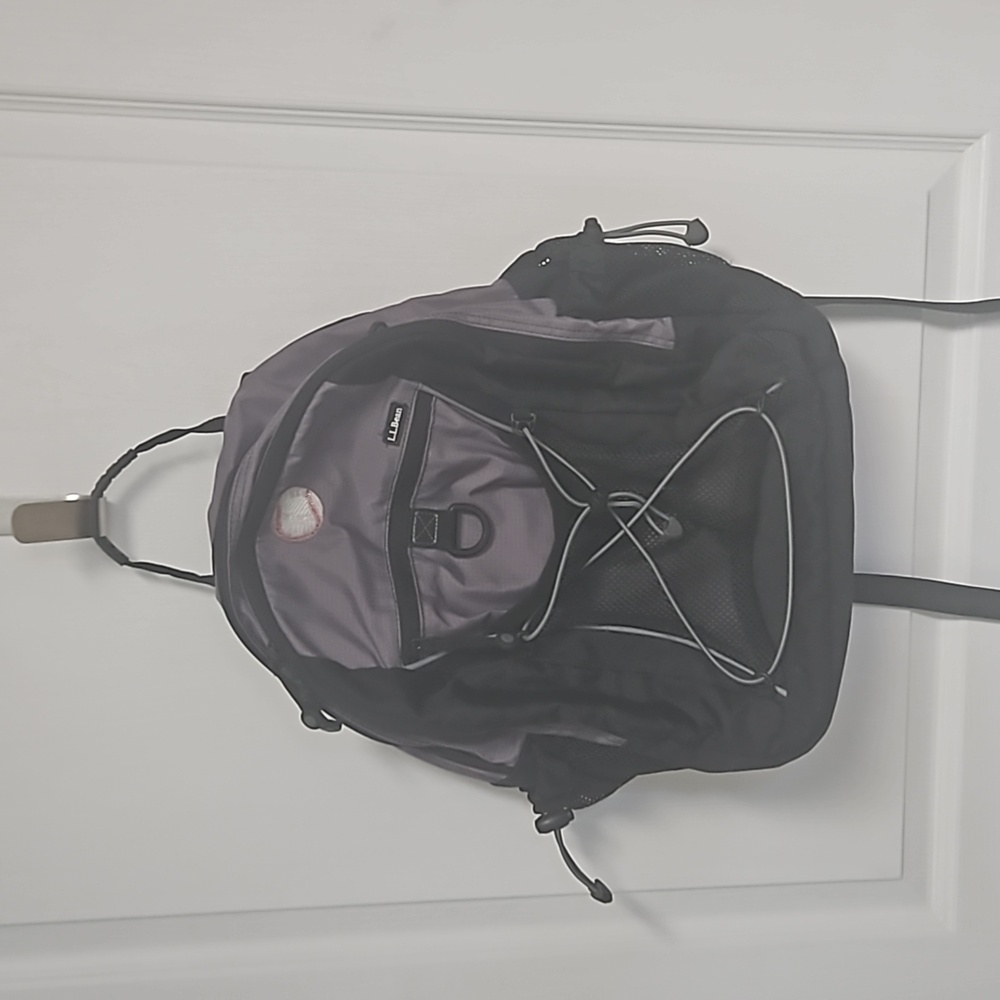 L.L. Bean Backpack Kids Size Embroidered Baseball Purple Black School Travel